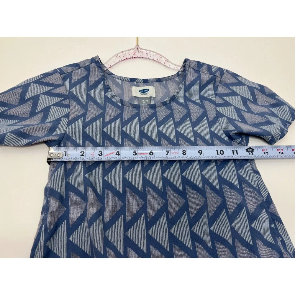 Old Navy Blue Print Blouse Youth Girls Size XS 5‎